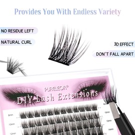 Lash Clusters 60 PCS Cluster Lashes Individual Lashes Extensions 10-16mm DIY Eyeashes Extensions Volume Wispy Soft False Eyeashes