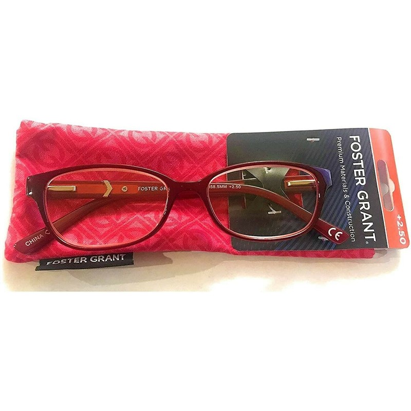Foster Grant Wine Evalina Women's Reading Glasses with Case (Wine,