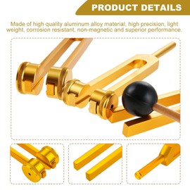 Dophee Tuning Forks Set(128Hz, 256Hz, 512Hz)- Body Weighted Tuning Forks Perfect for Sound Healing, Medical, DNA Repair, Therapy with Hammer and Storage Bag, Gold