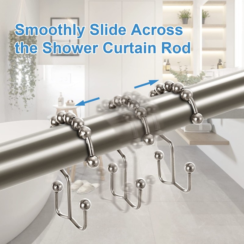 TENOVEL Never Rust 304 Stainless Steel Shower Rings, Rustproof Shower