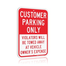 Faittoo Large Customer Parking Only Sign, Violators Will Be Towed Away At Vehicle Owner'S Expense Sign, 18"x 12" Engineer Grade Reflective Aluminum Sign, Weather Resistant, Easy to Install