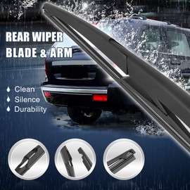 X AUTOHAUX Rear Windshield Wiper Blade Arm Set 295mm 12 Inch Black Fit for Fiat 500 07 08 09 10 11 12 13 14 15 16 17 18 19