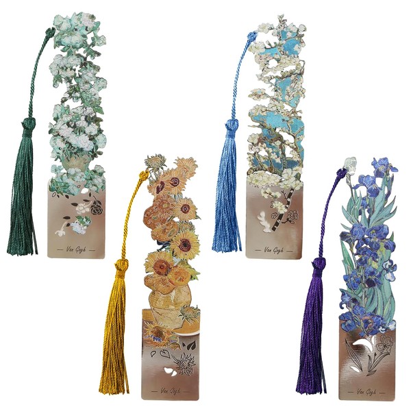 Snycler Oil Painting Hollow Metal Bookmarks with The Fringe, Pack