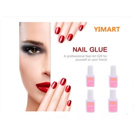 YIMART 10g Fast Drying Adhesive Glue for False Nail Tip Manicure Decoration Nail Glue with Brush (4pcs)