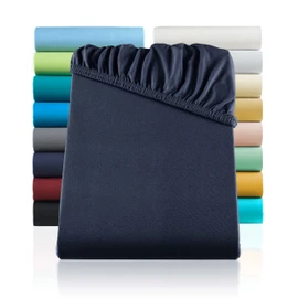 BaSaTex Pack of 2 Jersey Children's Fitted Sheets 60 x 120 - 70 x 140 cm | Fitted Sheet for Baby Cot | Colour: Navy Dark Blue