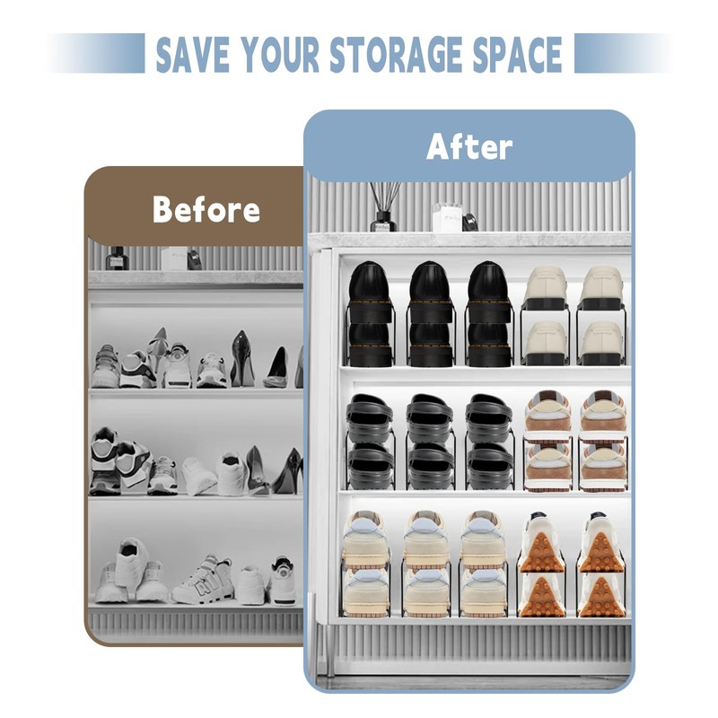 CiBiZi Shoe Slots Organizer Mental Shoe Stacker Iron Shoe Rack