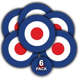 6 Pack - 85mm Diameter - RAF Roundel Vinyl Stickers - Car Van Vespa Bike Vinyl Decal - Royal Air Force