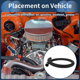 INFINAUTO Fuel Line Hose 28.03mm/11/9"(ID) 122cm /4ft(L) Vacuum Hose Automotive Fuel Hose CPE Rubber, Nylon Braided Black AN-20