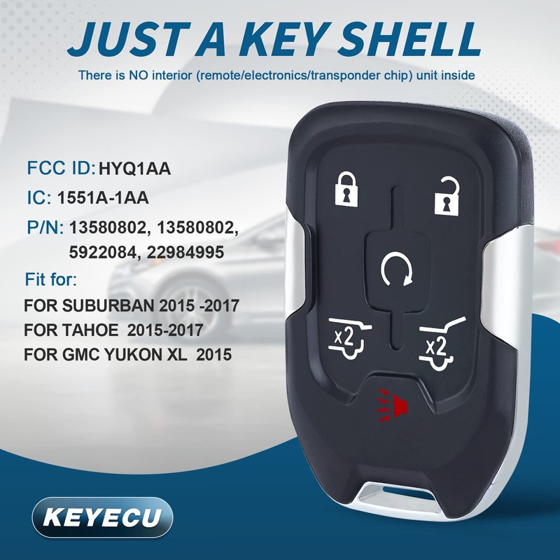 Keyecu Remote Smart Key Housing Shell 6 Button for Suburban