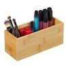Relaxdays Bamboo Organiser Box, Narrow Storage Box without Lid, H
