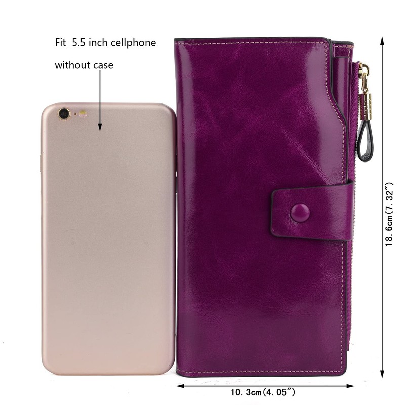 YALUXE Women's Genuine Leather Wallet RFID Blocking with 21 Card