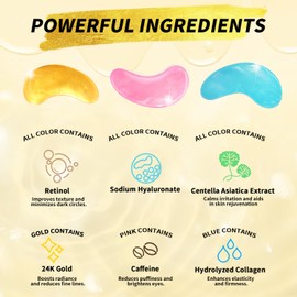 Under Eye Patches(24 Pairs), Valentines Day Gifts for Women, 24K Gold, Caffeine, Retinol Eye Masks for Puffy Eyes, Wrinkles, Dark Circles - Restoring & Awakening & Moisturizer