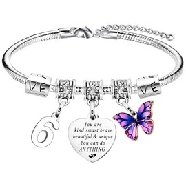 Waeceip Butterfly Birthday Bracelets Happy Birthday Gifts for Women Butterfly Bracelet Gifts for Family Inspirational Gifts for Friends (6th)