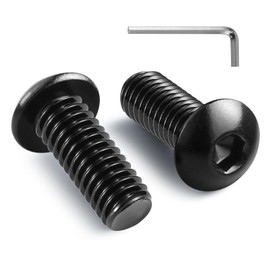 BNUOK 1/4-20 x 1 Inch Button Head Socket Cap Bolts Screws,304 Stainless Steel 18-8,Fully Threaded,Black Zinc Plated,with Hex Spanner(20Pcs)
