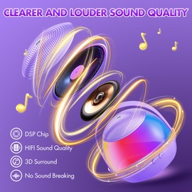 Mini Karaoke Machine Gifts for Kids Adults, Portable Karaoke Speaker with 2 Wireless Microphones, Kids Microphone with Speaker, Birthday Gifts for Girls Boys 3-12+ Year Old (Purple)