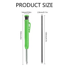 Tracer Pencil Refills, 10Pcs 2.8mm Deep Hole Pica Pencil Refill with 1 Green Builders Pencil, Carpenter Pencil Refills for Carpenters Builders Woodworking Building Construction