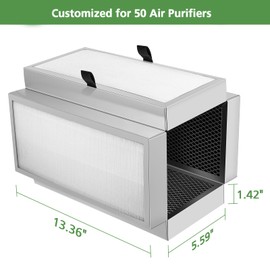 50 Replacement Filter Compatible with 50 Air Pur ifier, 3 in 1 Pre-filter, H13 True HEPA Filter and Activated Carbon, 1 Pack