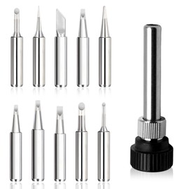 Copper Soldering Iron Set, 11 Pieces Welding Pen Nozzle, Welding Soldering Tips, Lead-Free Soldering Tip Copper Soldering Tip Copper for Soldering Station, Welding, Soldering etc. (Silver)