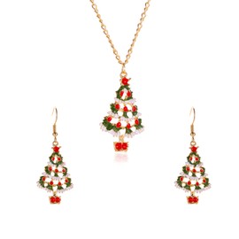 GBAHFY Christmas Necklace and Earring Set Long Necklace Choker Jewelry (Gold)