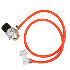 CO2 Mini Gas Regulator Portable Charger Pressure Meter Red Gas Line Assembly for Homebrew Tool with Ball Lock for Convenient Dispensing