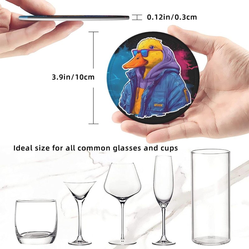 BOXIMIAO Drink Coasters with Holder Stand Set of 6, Cute