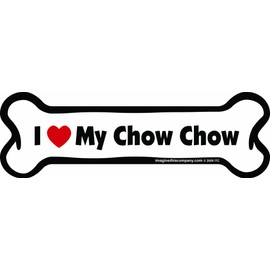 Imagine This Company I Love My Breed Bone Shaped Pet Magnet; Removable Magnets for Cars, Fridges, Lockers & More, Stylish Pet Inspired Car Accessories, 2 x 7 inches, 1 Item, White/Black, Chow Chow