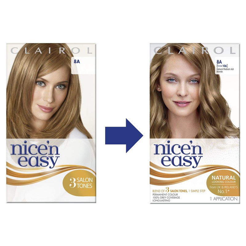 Clairol Nice'n Easy Permanent Hair Dye 106/8A Natural Medium Ash