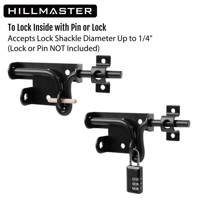HILLMASTER Heavy Duty Slide Bolt Gate Latch with Padlock Hole,