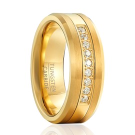SOXEMAN Luxury fashion men's and women's tungsten steel rings, gorgeous palace wide 8mm shining wedding golden rings
