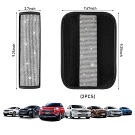 Sylvil 2PCS Bling Car Seat Belt Shoulder Pads, Soft PU Leather Seatbelt Strap Pad with Crystal Diamond, Glitter Safety Belt Pad Shoulder Cover for Women, Decorative Car Accessories