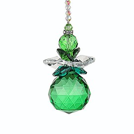 H&D HYALINE & DORA Hanging Crystal Angel Suncatcher Rainbow Maker Guardian Angel Ornament for Home Window Decor (Green)