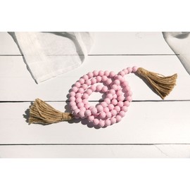 Pink Decorative Wooden Beads Tassel Decor | Nursery Home Girls Room Decoration Farmhouse Boho