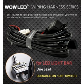 WOWLED Premium Wiring Harness Kit, One Lead Harness Loom Switch Relay Kit for 1 LED Driving Work Light Bar, LED Light Bar Harness for Truck Tractor 4X4 4WD ATV 12V 24V