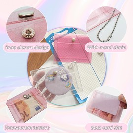 AfitLulu Lipstick Case Keychain, 2Pc Vertical Clear Lipstick Pouch Organizer for Purse, Waterproof Coin Purse Mini Storage Purse for Small Items (B)