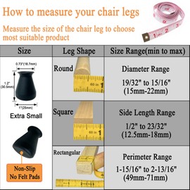 Extra Small Silicone Chair Leg Floor Protectors Fit 19/32”to15/16” Furniture Table Feet Cover Non-Slip Bottom Chair Leg Caps for Hardwood Floors Prevent Scratches No Noise, 24 Pack