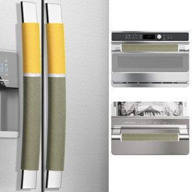 MRKG Refrigerator Door Handle Covers, Set of 4, Washable Without Fading or Cracking, Keep Your Kitchen Appliance Clean from Smudges, Drips, Food Stains, Oil (Yellow/Green)