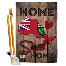 Ornament Collection HS191172-P3 Ontario Sweet Home World Canada Provinces Decorative Vertical, House Flag Set 28"x 40" w/Flagpole, Multi-Color