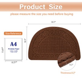 Echaprey Half Round Non-Slip Kitchen Bathroom Toilet Doormat Floor Rug Mat Keeps Your Floors Clean Home Decor (Large, Coffee)