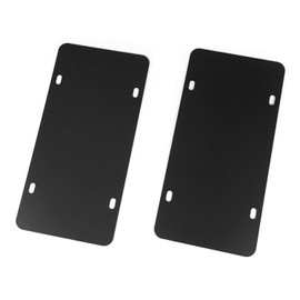 QWORK Stainless Steel License Plate Reinforce Plate, 2 Pcs, Heavy-Gauge, Black Powder-Coated, 12" x 6" with Screws & Caps, Anti-Vibration & Bending Protection