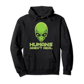 Humans aren't Real Colorful Alien Head Festival Costume UFO Pullover Hoodie