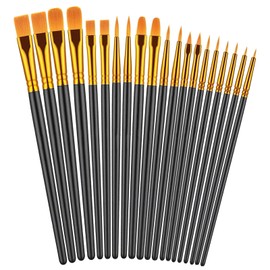 NASHRIO 20 Pcs Paint Brushes Set, Black Nylon Hair Acrylic Paint Brushes for Acrylic Painting, Oil Watercolor Painting, Miniature Detailing & Rock Painting, Face Nail Art, Drawing Arts Crafts Supplies