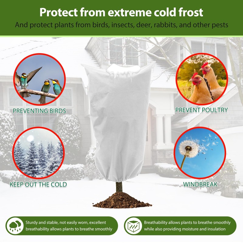 UKQRRTC 5Pcs Shrub Cover Freeze Protection Winter Drawstring Shrub Cover