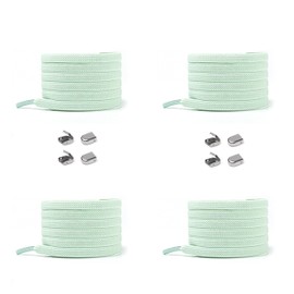 ELANOX Elastic Shoelaces without Ties, Pack of 4 for 2 Pairs of Shoes, with Stylish Ends, Shoe Laces without Ties, Quick Release, Rubber Shoelaces for Adults and Children (Light Green)