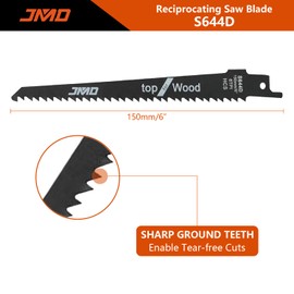 JMD 10-Piece S644D Reciprocating Saw Blades Wood 6TPI Reciprocating Saw Blade Set for Wood 152mm Sabre Saw Blades Compatible with Bosch Dewalt Makita etc