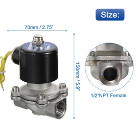 MECCANIXITY Stainless Steel Electric Solenoid Valve, 1/2" NPT 110V AC Air Valve Normally Closed for Water Gas Fuel Oil