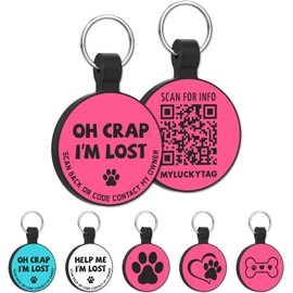 MYLUCKYTAG Silent Silicone QR Code Pet ID Tags Dog Tags - Pet Online Profile - Scan QR Receive Instant Pet Location Alert Email