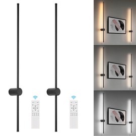 KELUOLY Dimmable Plug in Wall Sconce Set of 2,Black 39" LED Wall Light with Memory Function,Adjustable Color Temperature Brightness,Wall lamp with Timer for Living Room,Bedroom and Accent Lighting