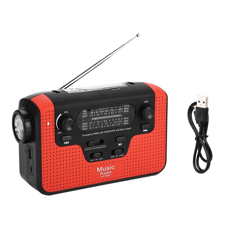 FM/AM/SW Solar Hand Crank Radio Memory Card Music for Bluetooth