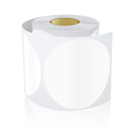 Round Stickers White 90 mm Circle Labels Colour Coding Dot Vinyl Floor Sticker Waterproof Removable Roll of 200