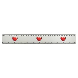 'Valentine's Heart' 30cm (12 Inch) White Plastic Ruler (RL00092344)